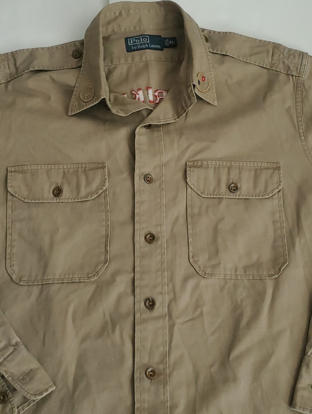 Polo Ralph Lauren Mens XL Khaki Utility Shirt 388th Strike Group Embroidered - Picture 12 of 16